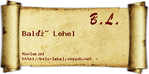 Baló Lehel névjegykártya